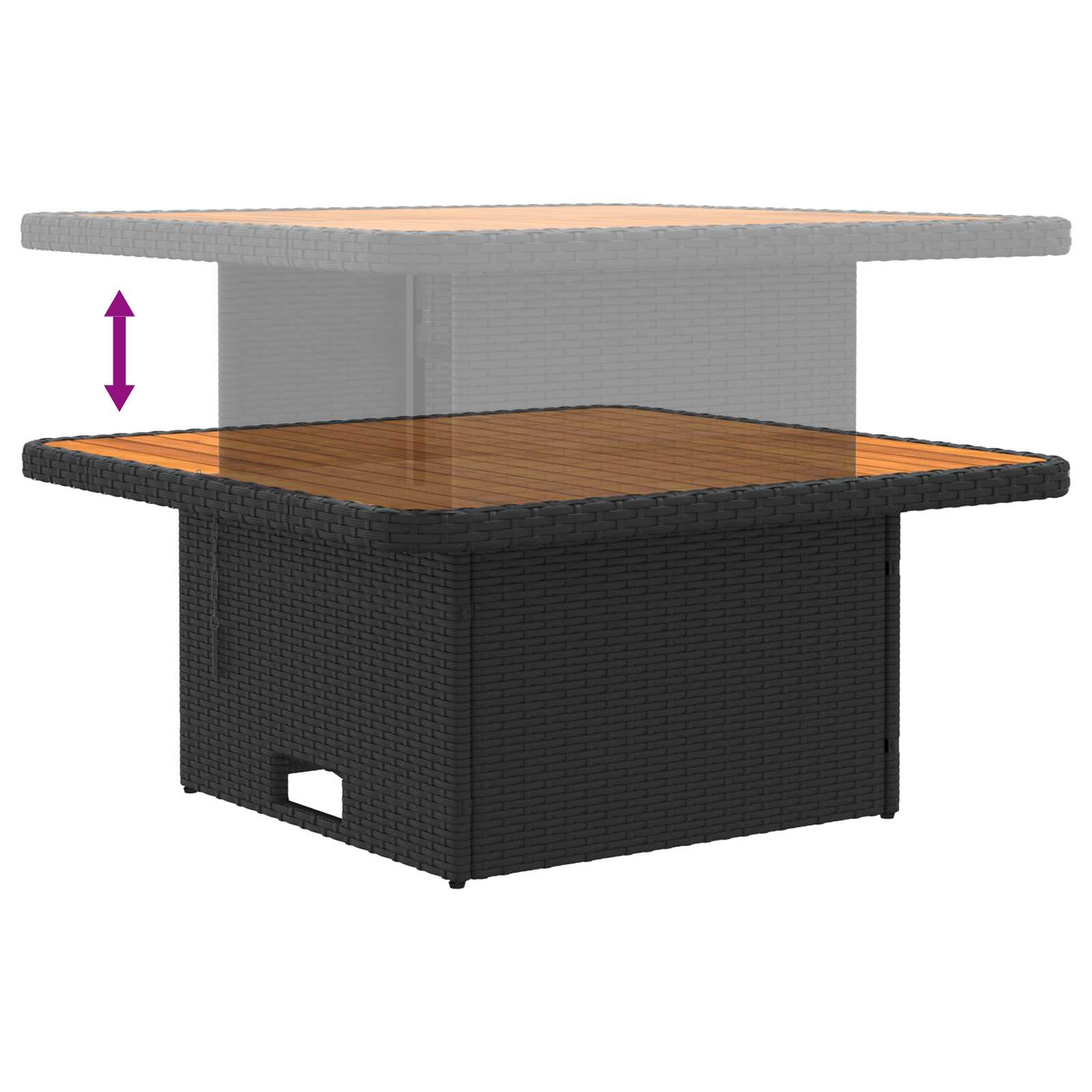 vidaXL 2 Stuk Tuin middelste sofa met uitschuiftafel poly rattan Zwart