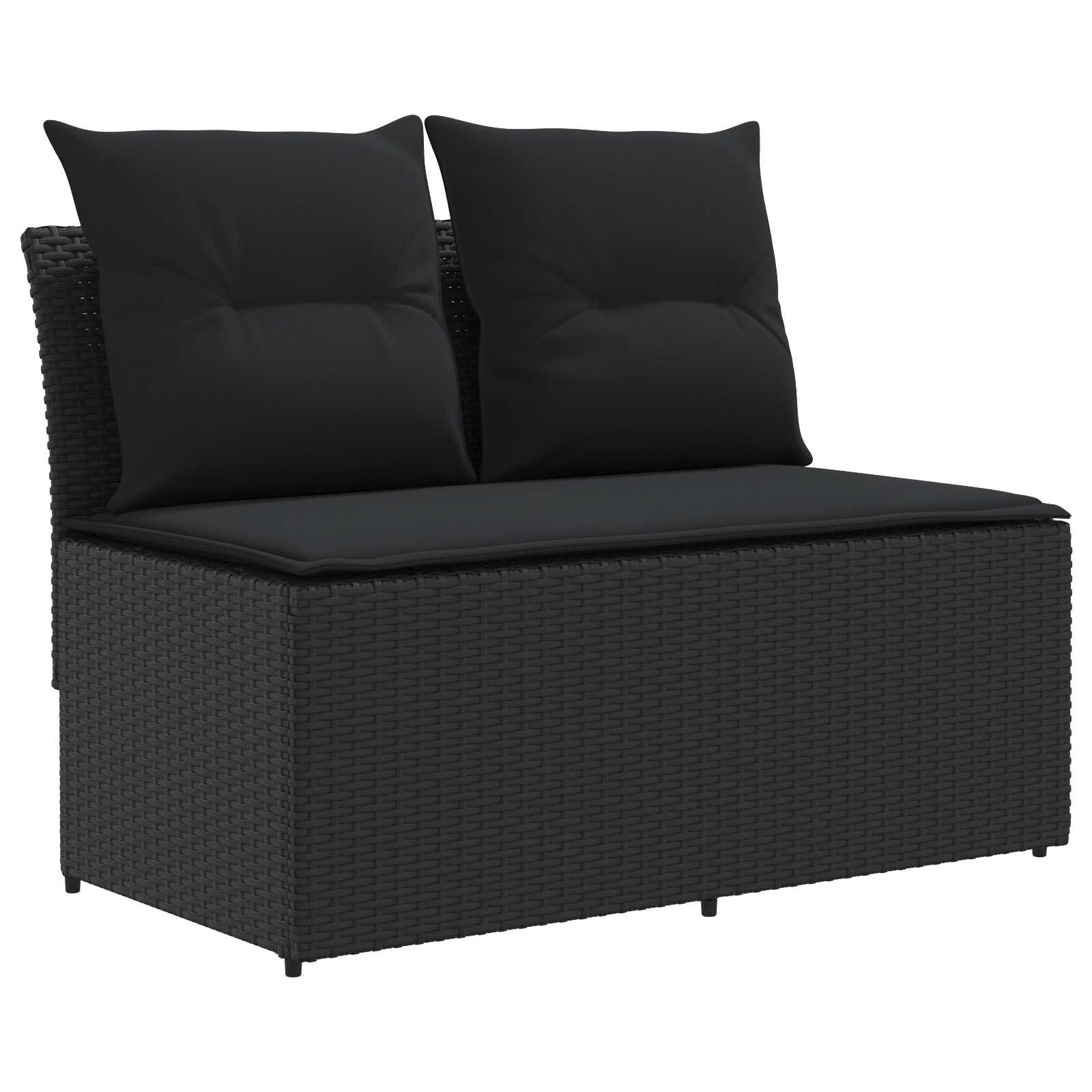 vidaXL 2 Stuk Tuin middelste sofa met uitschuiftafel poly rattan Zwart