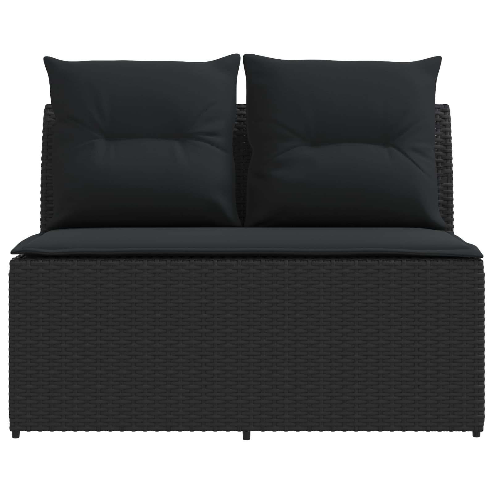 vidaXL 2 Stuk Tuin middelste sofa met uitschuiftafel poly rattan Zwart