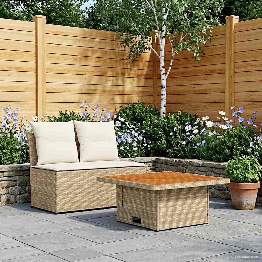 vidaXL 2 Stuk Tuin middelste sofa met uitschuiftafel poly rattan Zwart