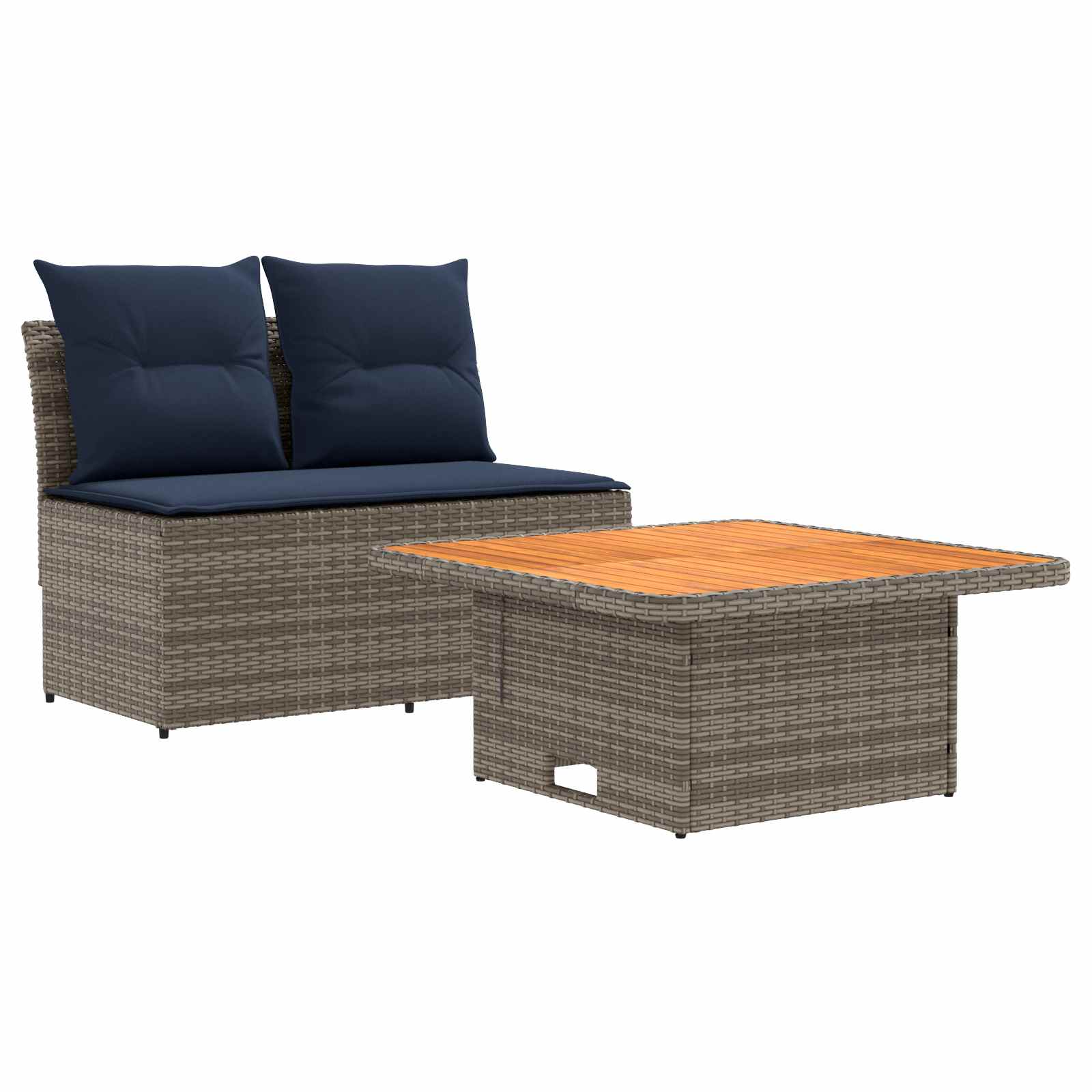 vidaXL 2 Stuk Tuin middelste sofa met uitschuiftafel poly rattan Zwart