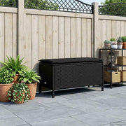 vidaXL Tuinvoetenbank met kussen Zwart 80 x 38 x 45 cm PE Rattan