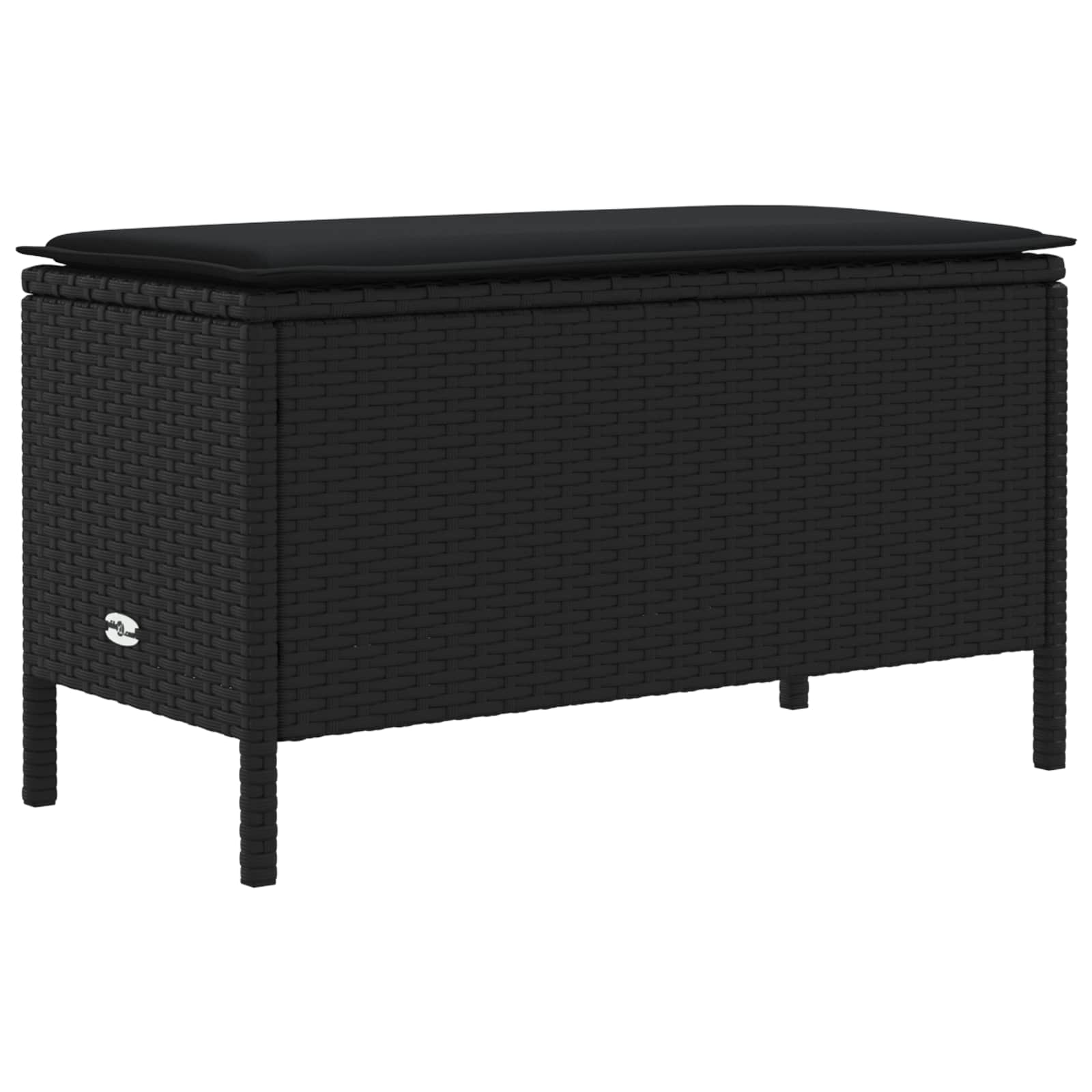 vidaXL Tuinvoetenbank met kussen Zwart 80 x 38 x 45 cm PE Rattan