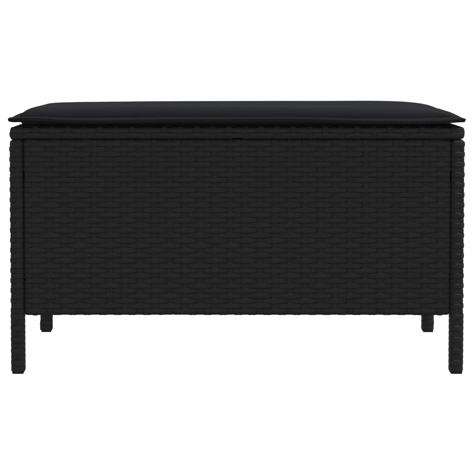 vidaXL Tuinvoetenbank met kussen Zwart 80 x 38 x 45 cm PE Rattan