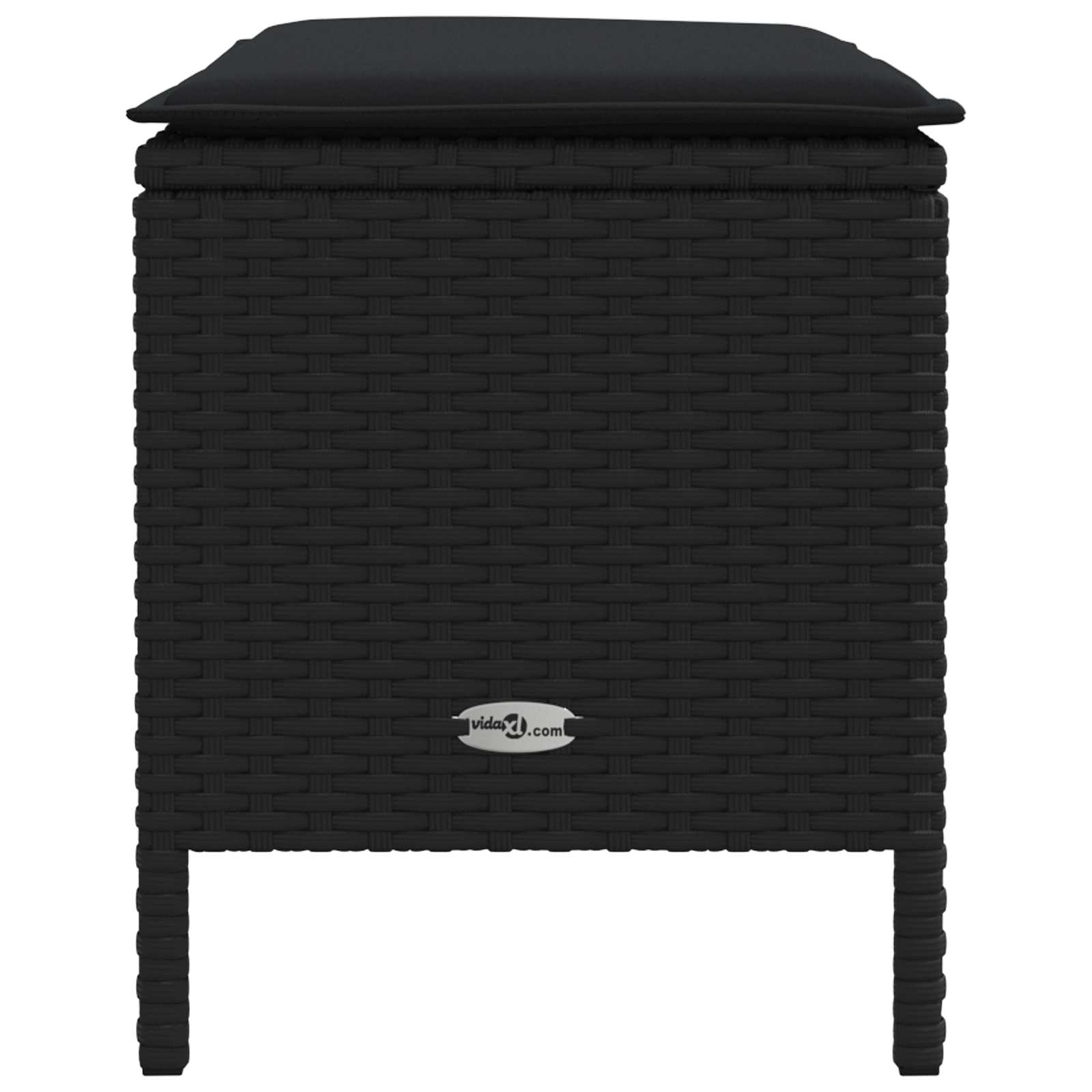 vidaXL Tuinvoetenbank met kussen Zwart 80 x 38 x 45 cm PE Rattan