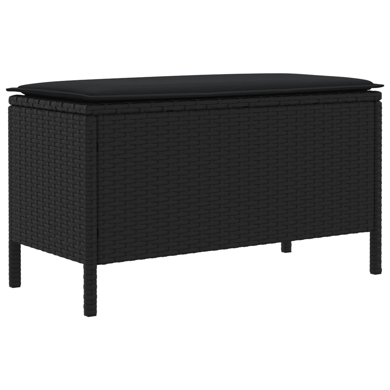 vidaXL Tuinvoetenbank met kussen Zwart 80 x 38 x 45 cm PE Rattan