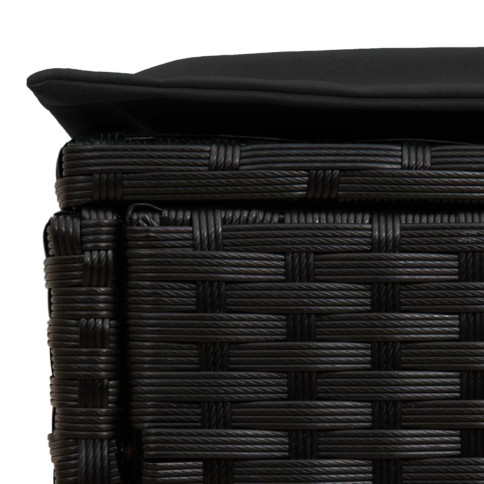 vidaXL Tuinvoetenbank met kussen Zwart 80 x 38 x 45 cm PE Rattan