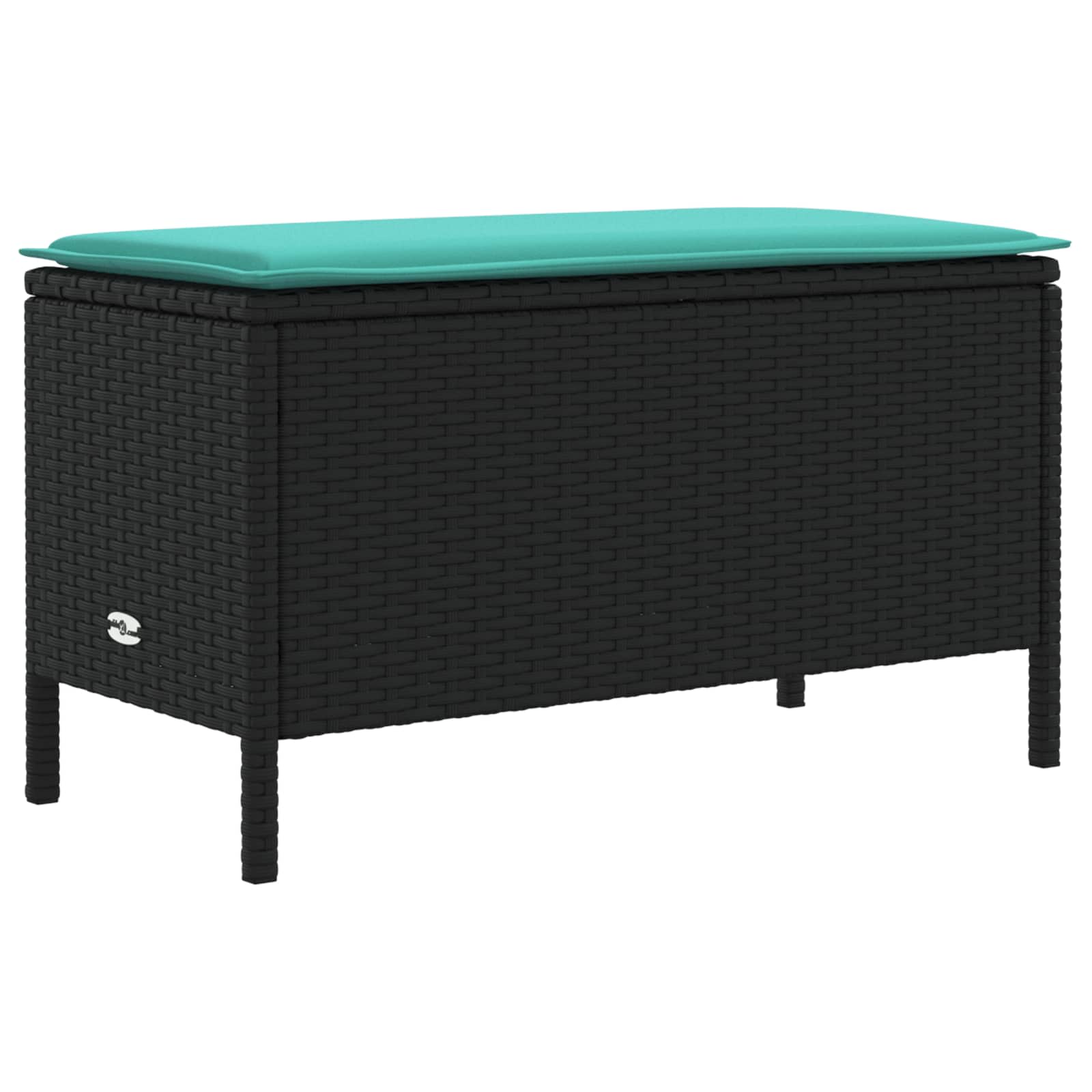 vidaXL Tuinvoetenbank met kussen Zwart 80 x 38 x 45 cm PE Rattan