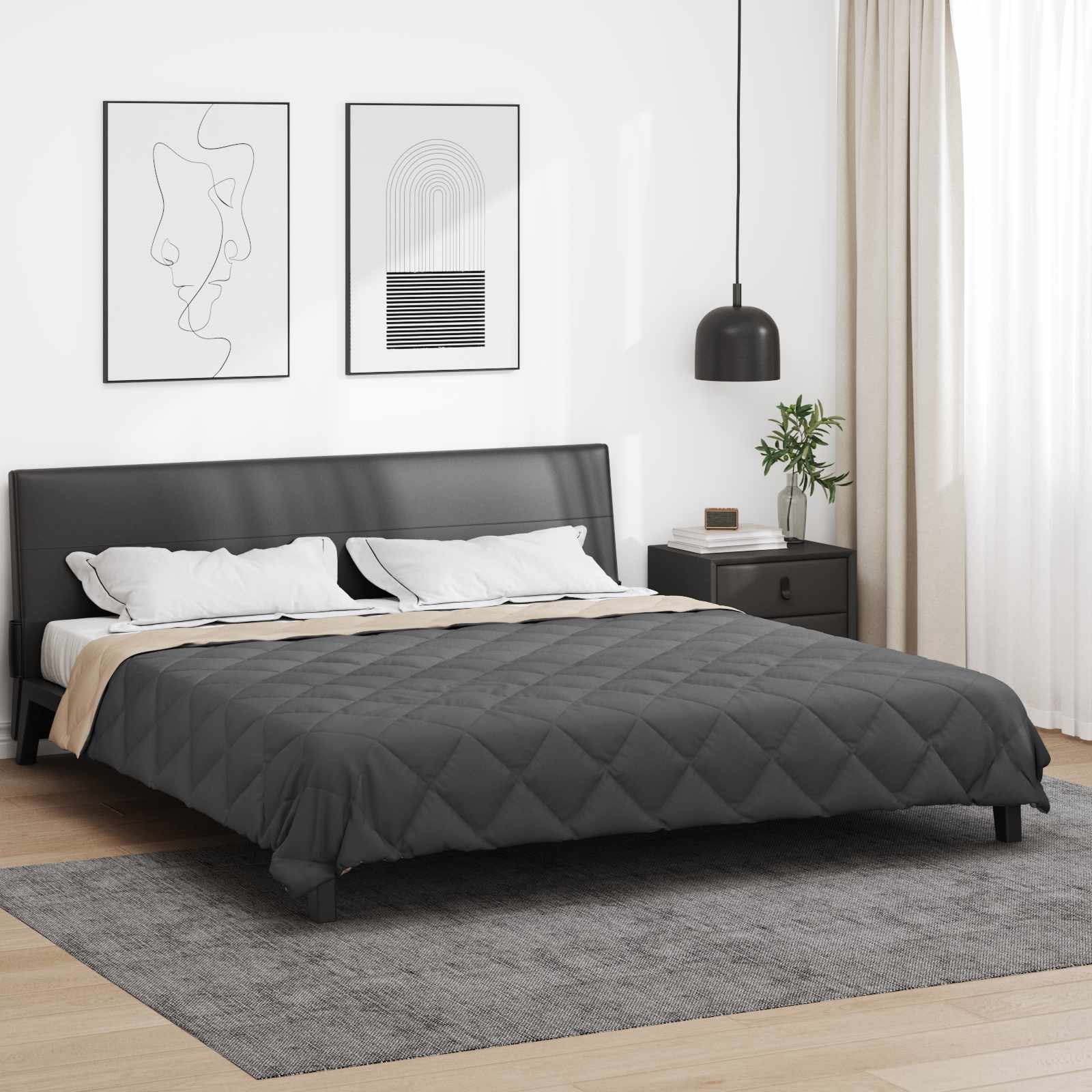 vidaXL Vol jaar dekbed Antraciet 240 x 260 cm Microfiber
