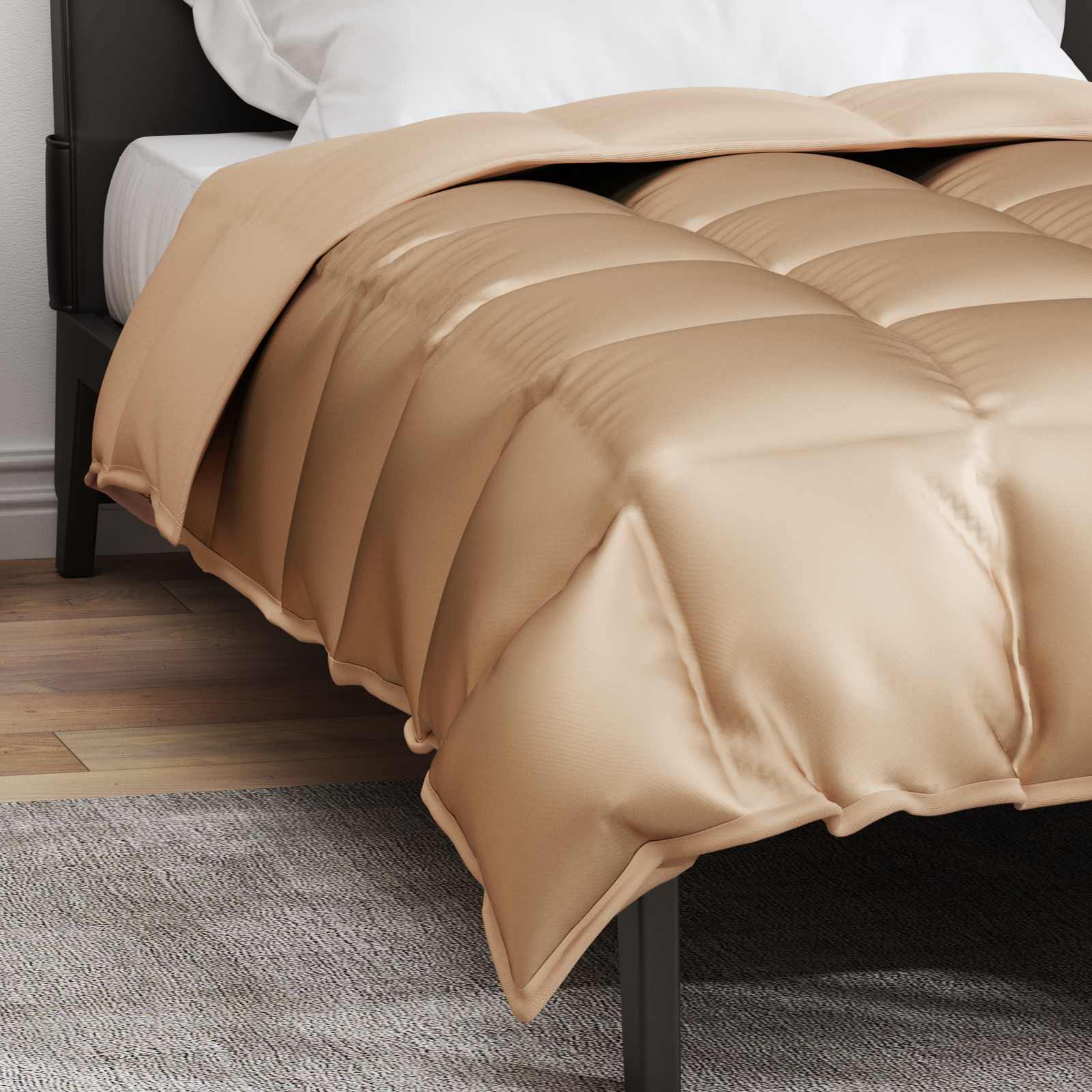vidaXL Winter Dekbed Goud 200 x 135 cm Satijn en Microfiber