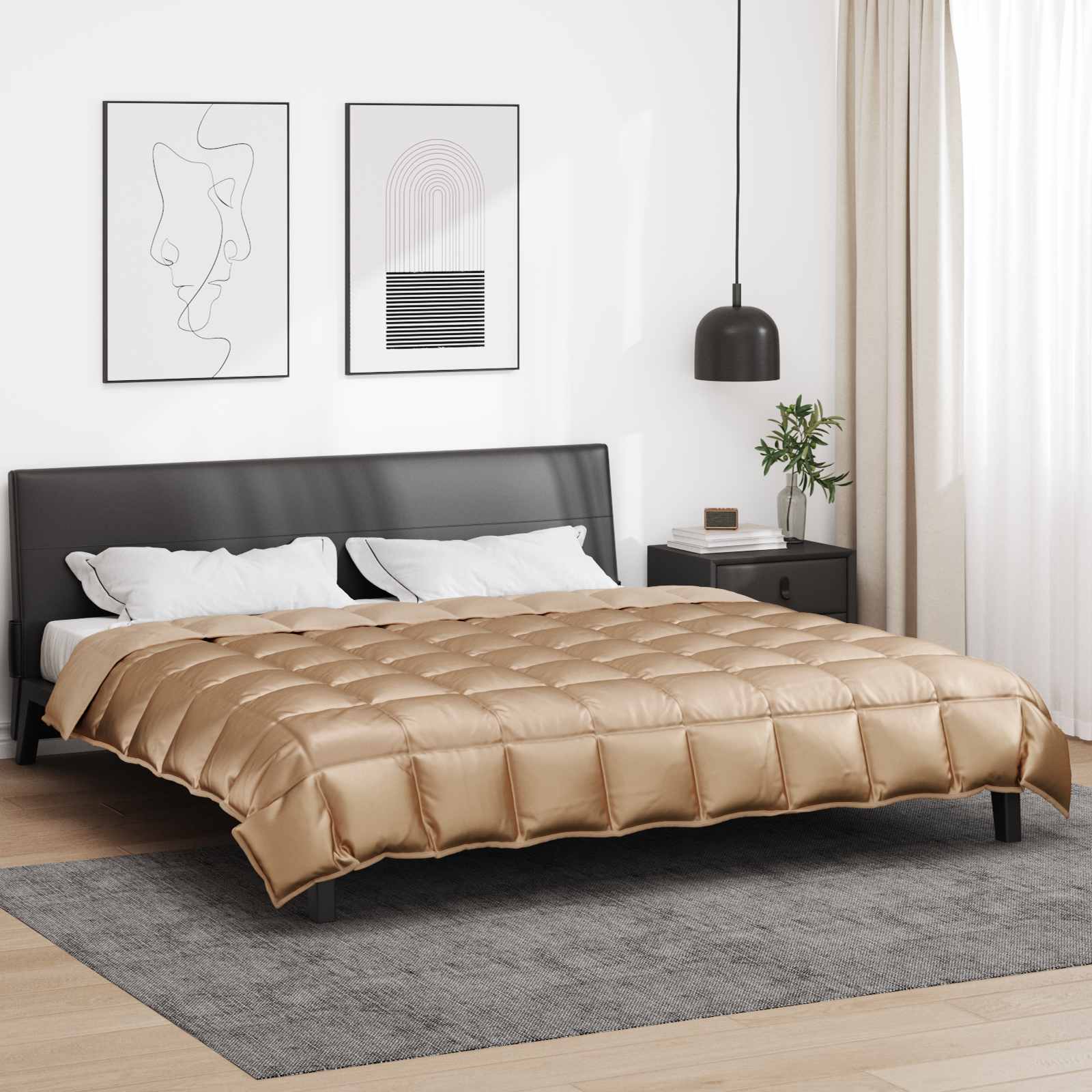 vidaXL Winter Dekbed Goud 200 x 135 cm Satijn en Microfiber