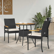 vidaXL Tuinstoelen 2 pcs Zwart en Cream Wit Poly rattan en acacia