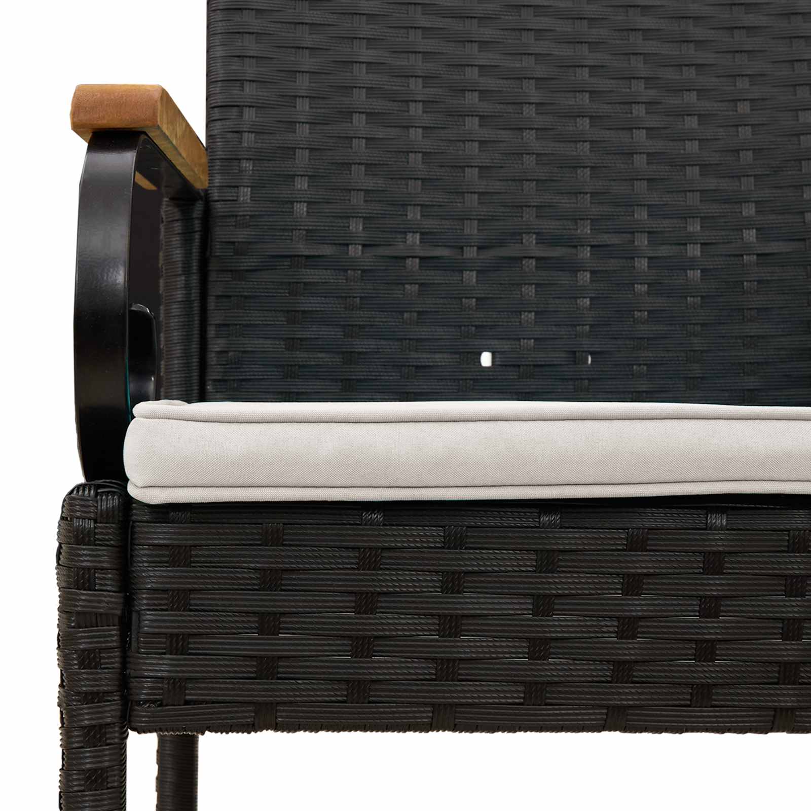 vidaXL Tuinstoelen 2 pcs Zwart en Cream Wit Poly rattan en acacia
