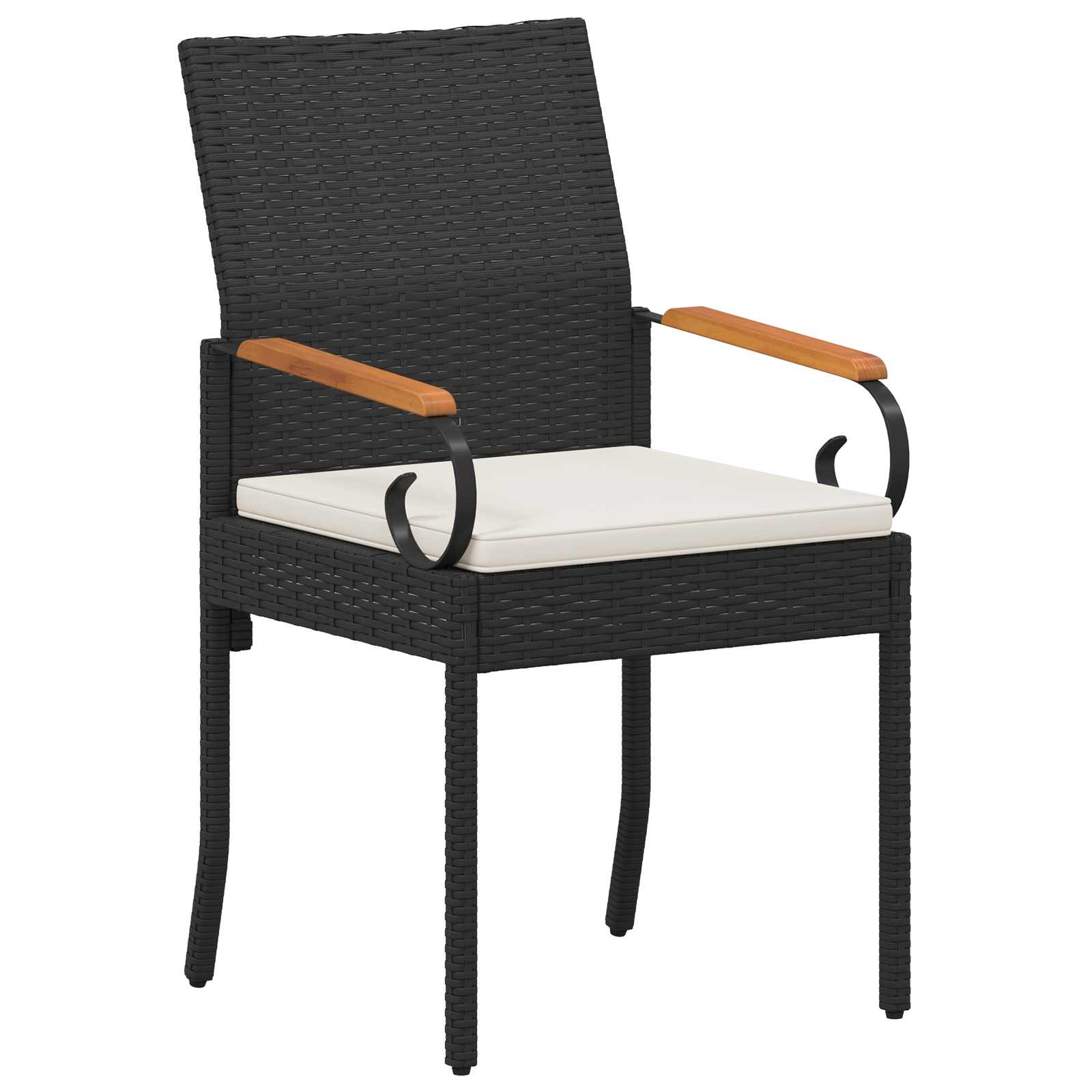 vidaXL Tuinstoelen 2 pcs Zwart en Cream Wit Poly rattan en acacia
