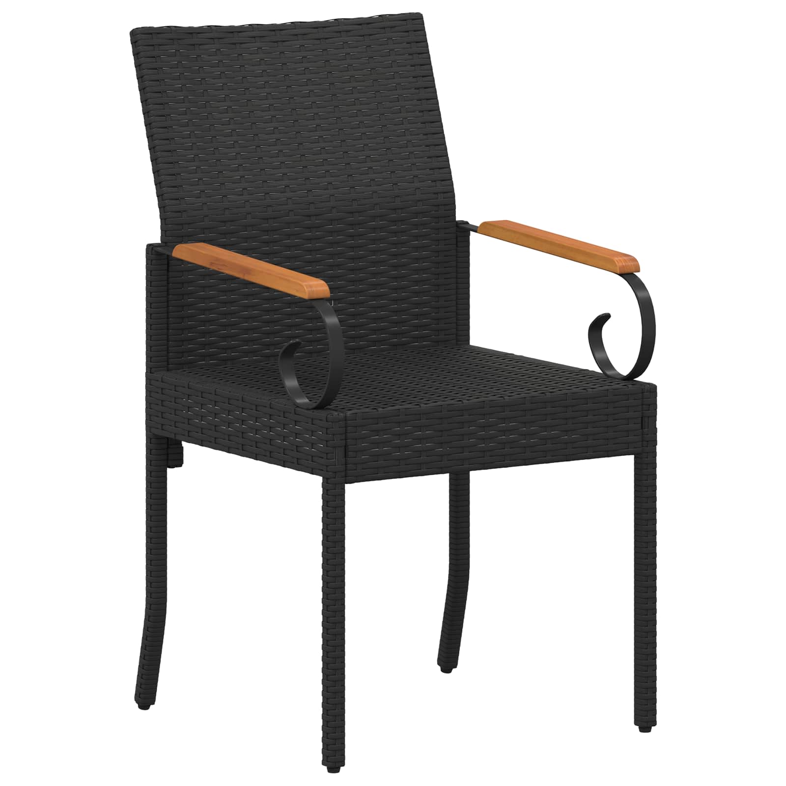 vidaXL Tuinstoelen 2 pcs Zwart en Cream Wit Poly rattan en acacia