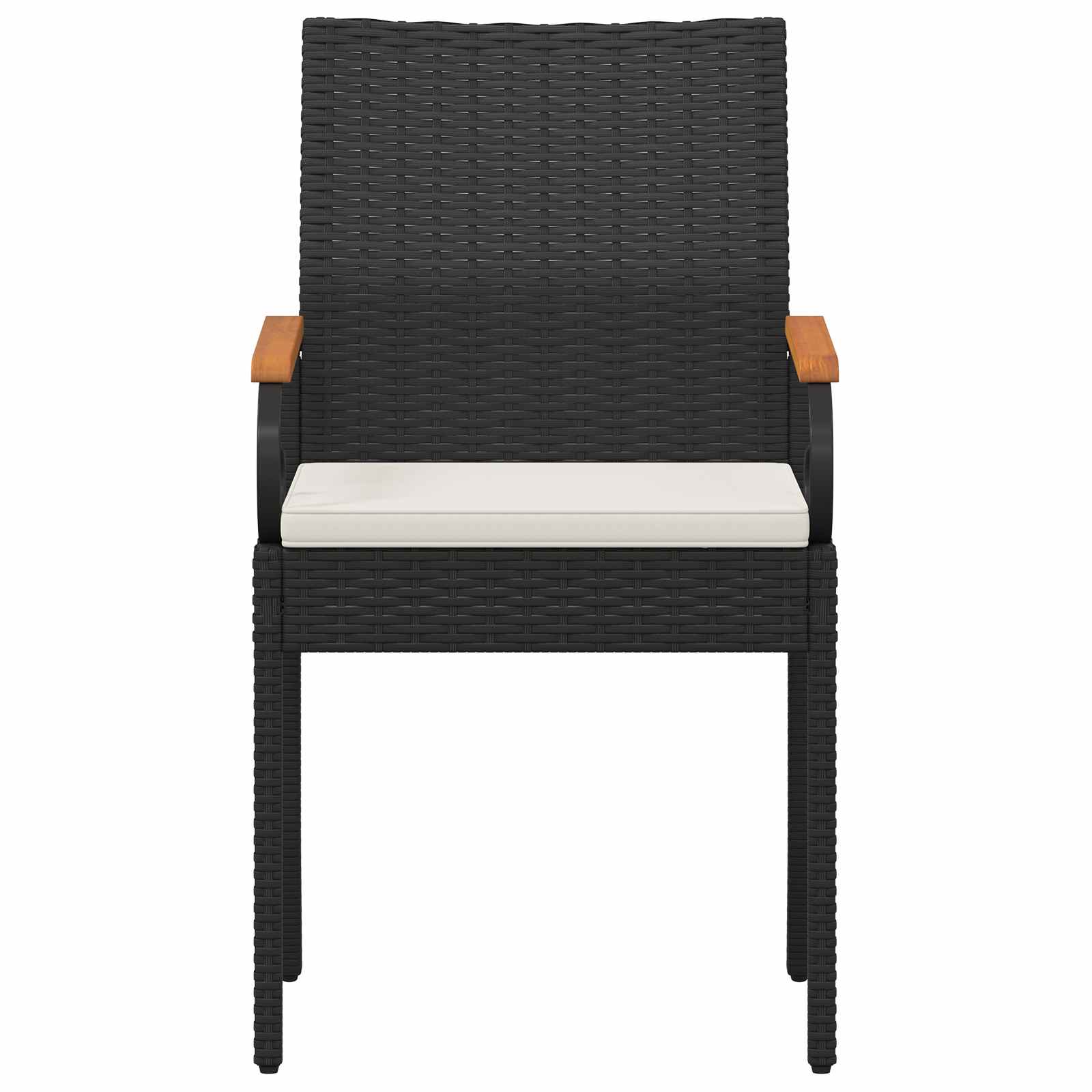 vidaXL Tuinstoelen 2 pcs Zwart en Cream Wit Poly rattan en acacia
