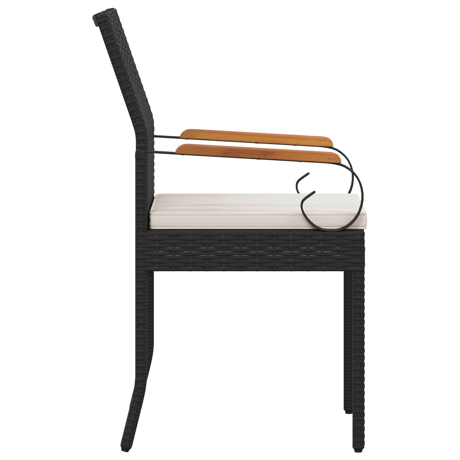 vidaXL Tuinstoelen 2 pcs Zwart en Cream Wit Poly rattan en acacia