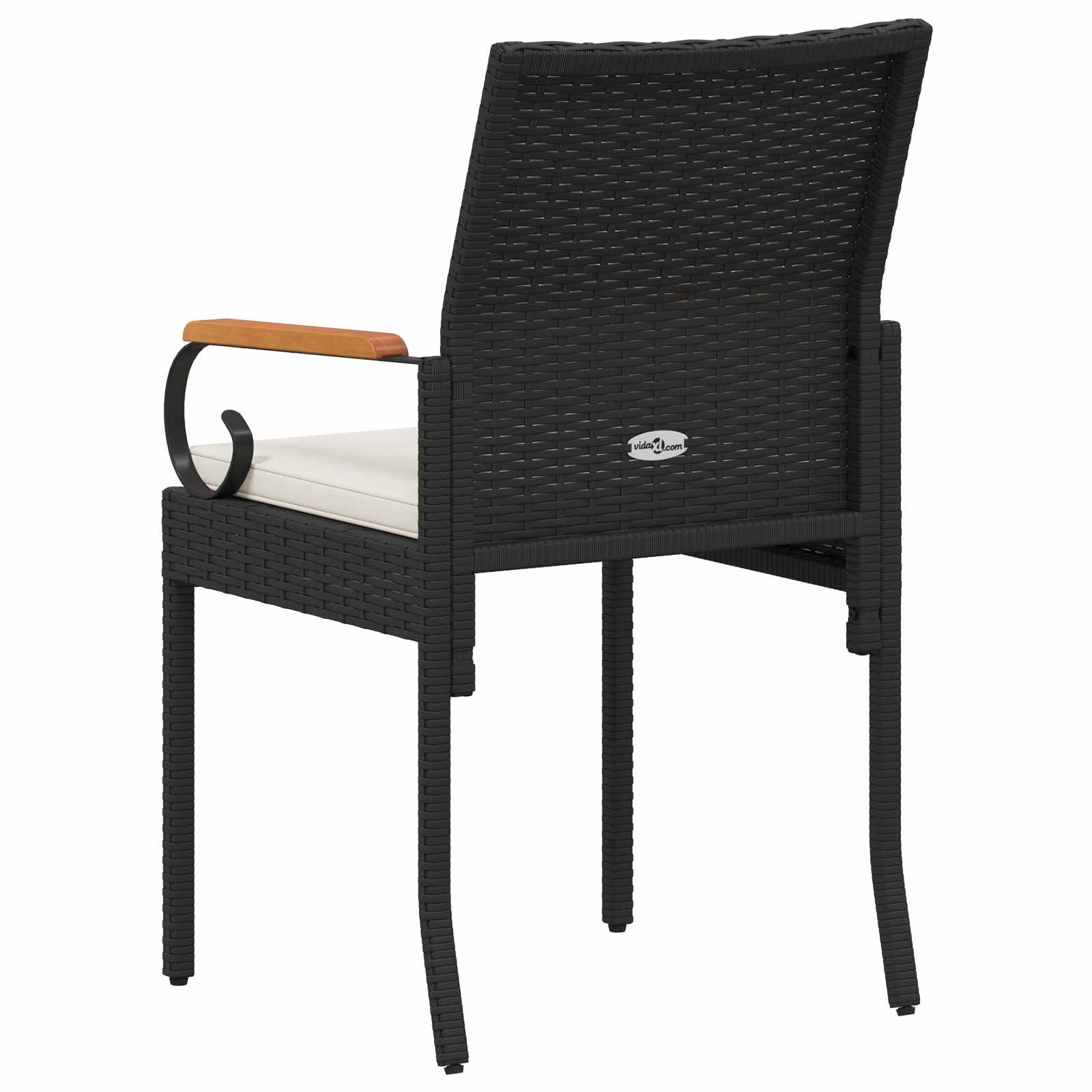 vidaXL Tuinstoelen 2 pcs Zwart en Cream Wit Poly rattan en acacia