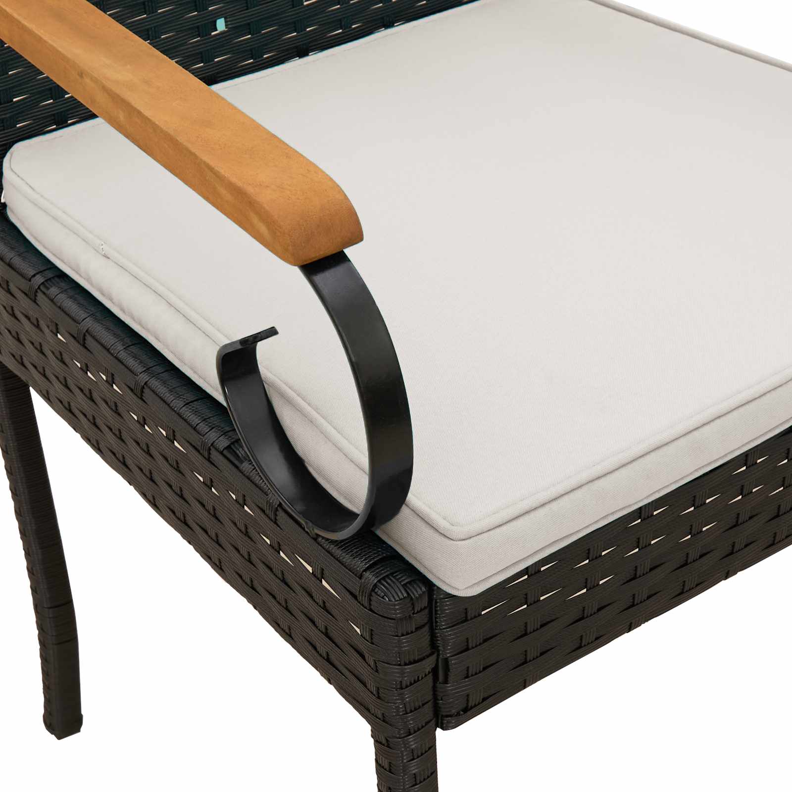 vidaXL Tuinstoelen 2 pcs Zwart en Cream Wit Poly rattan en acacia