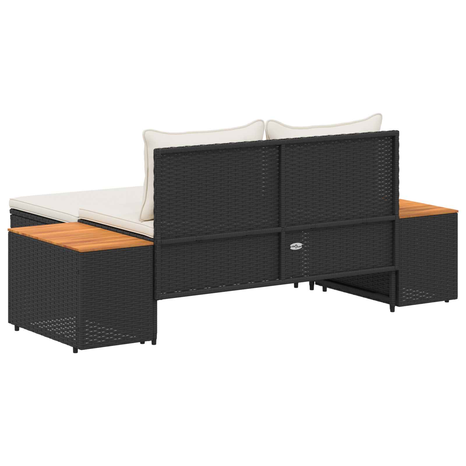 vidaXL Buiten bankenset 4 pcs Zwart en Cream Wit Poly rattan en acacia