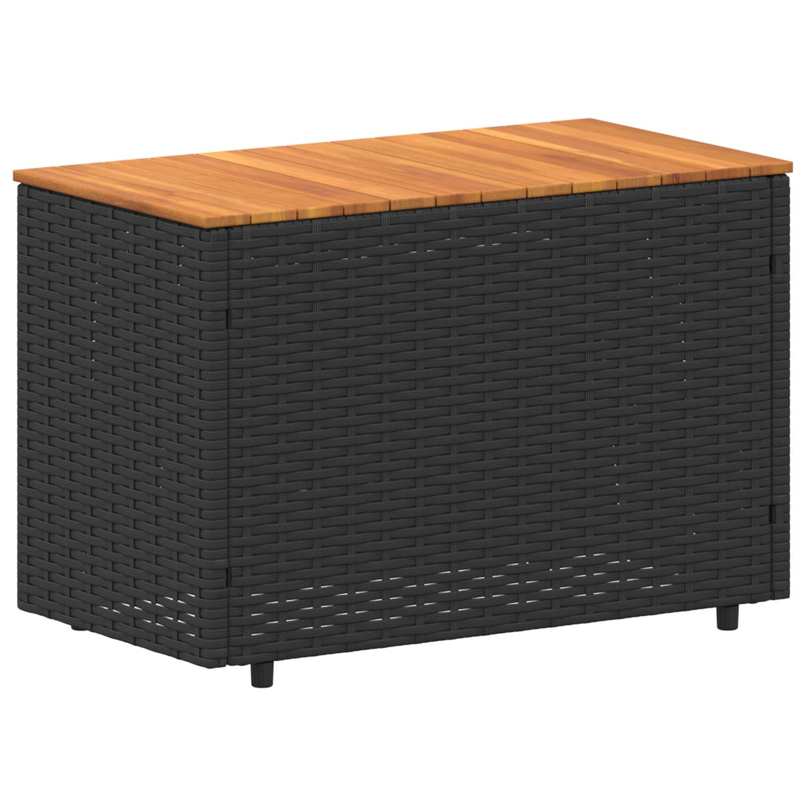 vidaXL Buiten bankenset 4 pcs Zwart en Cream Wit Poly rattan en acacia