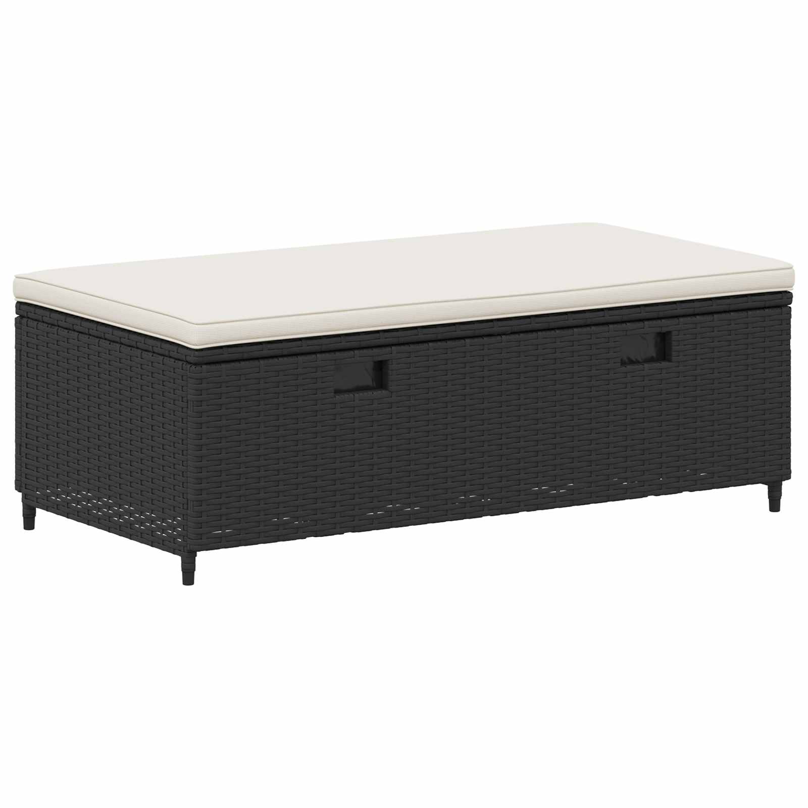 vidaXL Buiten bankenset 4 pcs Zwart en Cream Wit Poly rattan en acacia