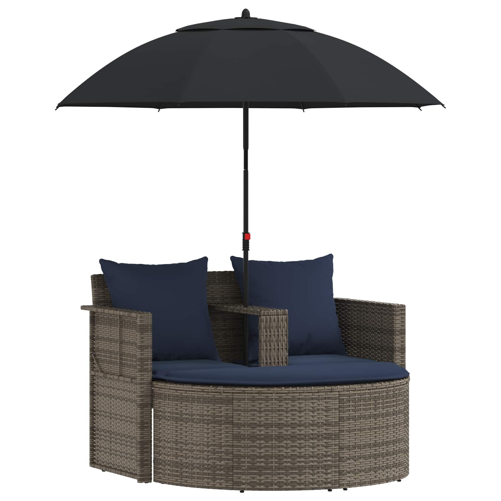 vidaXL Tuinbank met kussen 8 pcs Grijs en Marineblauw poly rattan