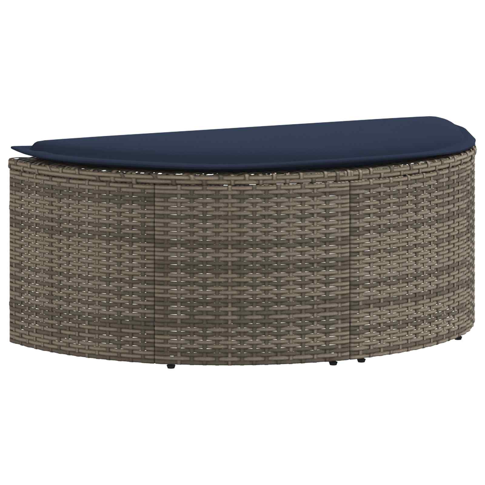 vidaXL Tuinbank met kussen 8 pcs Grijs en Marineblauw poly rattan