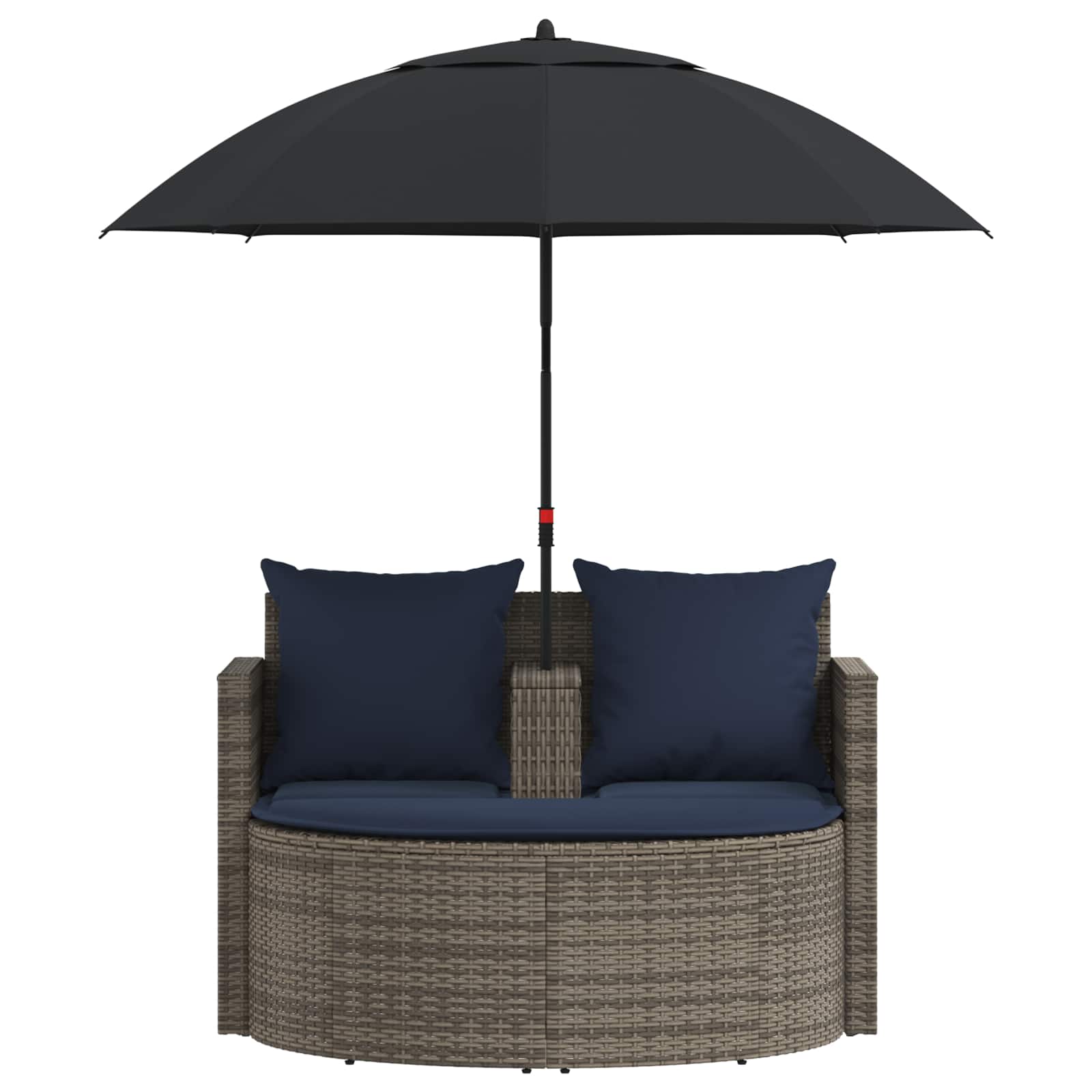vidaXL Tuinbank met kussen 8 pcs Grijs en Marineblauw poly rattan