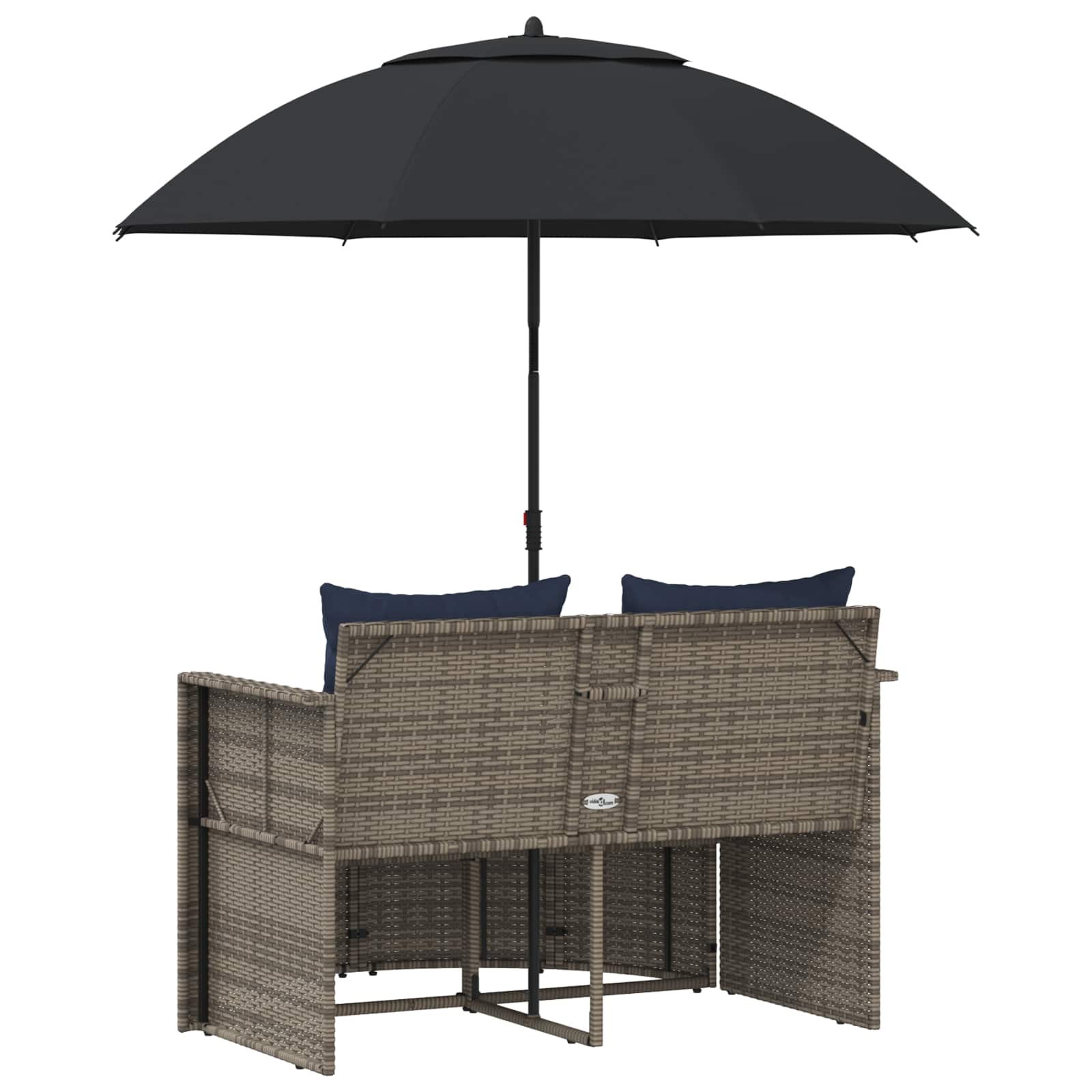 vidaXL Tuinbank met kussen 8 pcs Grijs en Marineblauw poly rattan