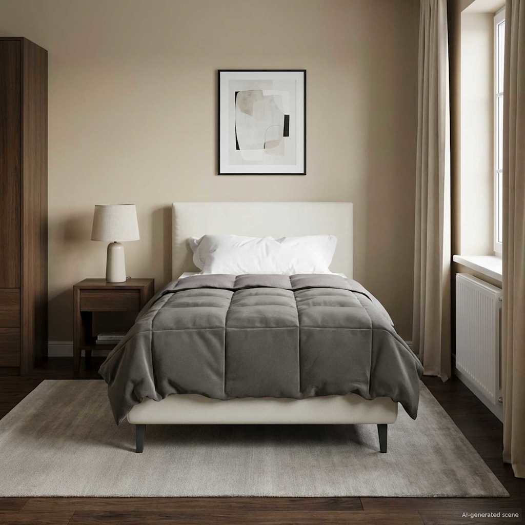 vidaXL Zomer Dekbed Gekwilt Lichtgrijs 200 x 200 cm Microfiber