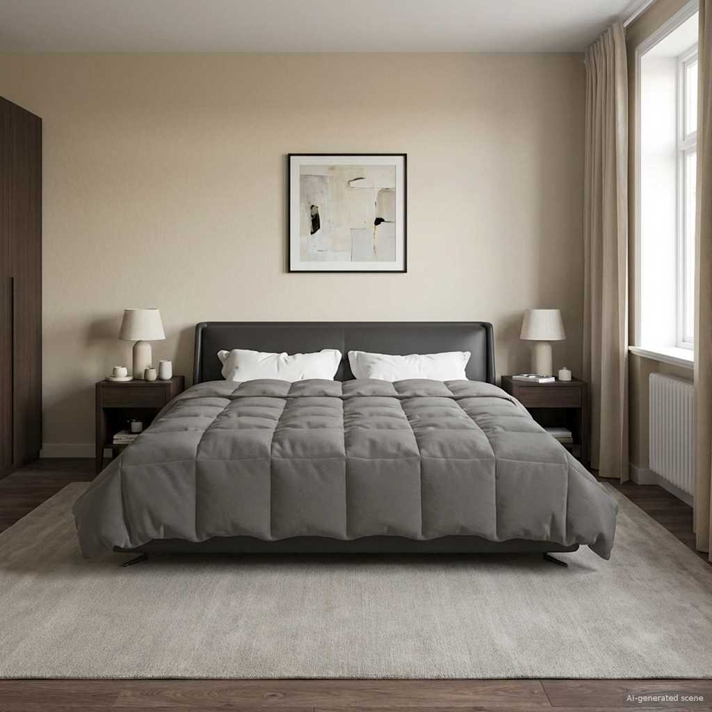 vidaXL Zomer Dekbed Gekwilt Lichtgrijs 200 x 200 cm Microfiber