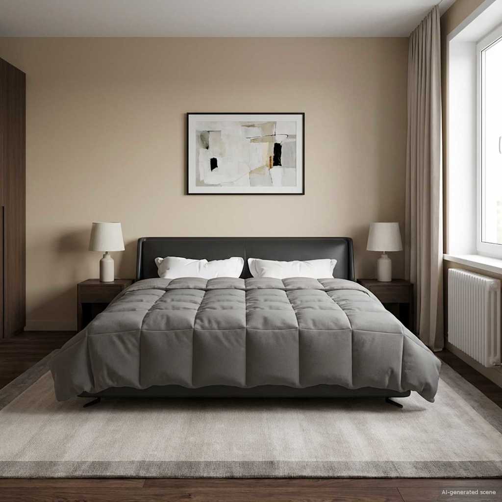 vidaXL Zomer Dekbed Gekwilt Lichtgrijs 200 x 200 cm Microfiber