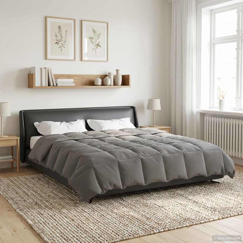 vidaXL Zomer Dekbed Gekwilt Lichtgrijs 200 x 200 cm Microfiber