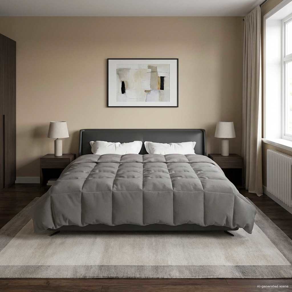 vidaXL Zomer Dekbed Gekwilt Lichtgrijs 200 x 200 cm Microfiber