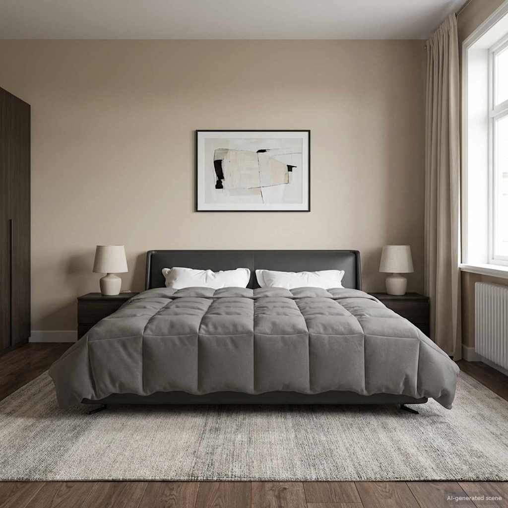 vidaXL Zomer Dekbed Gekwilt Lichtgrijs 200 x 200 cm Microfiber