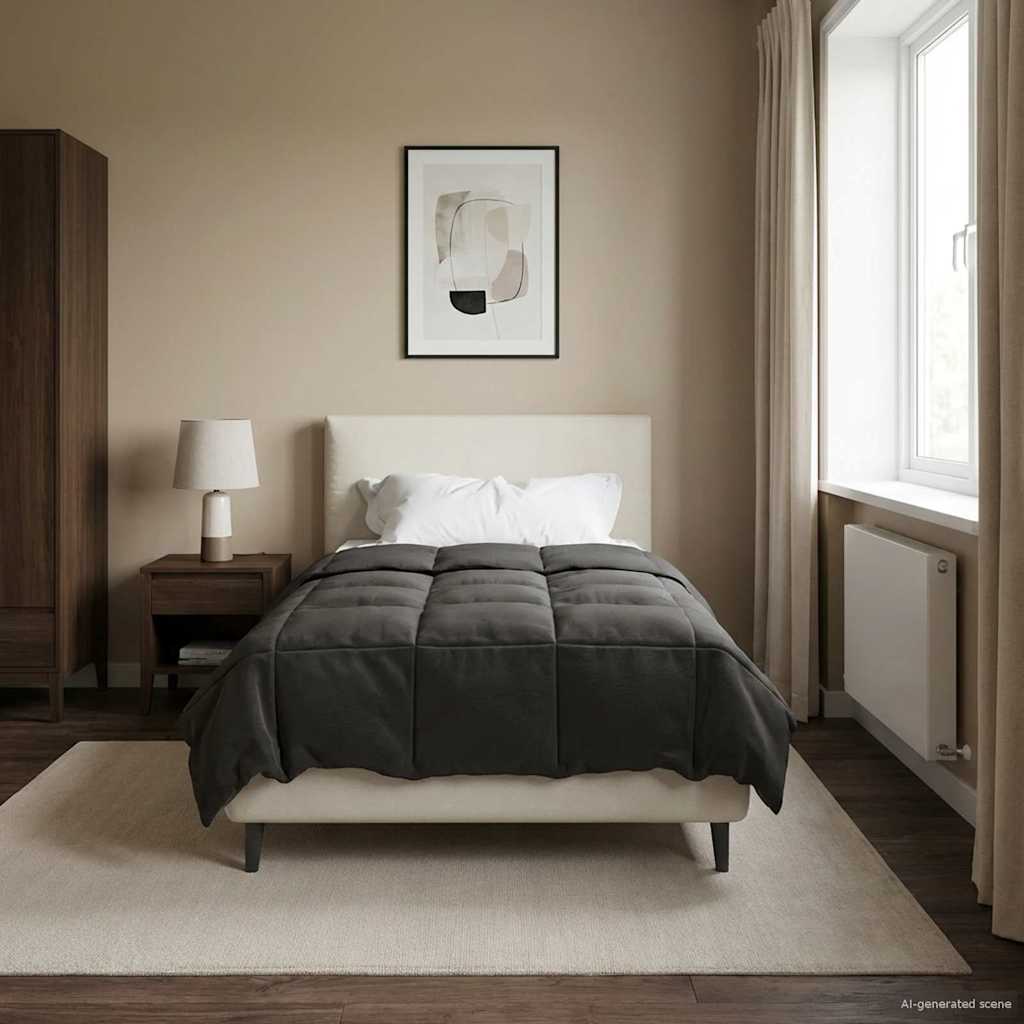 vidaXL Vol jaar dekbed Gekwilt Antraciet 135 x 200 cm Microfiber