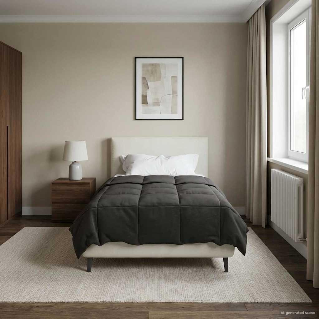 vidaXL Vol jaar dekbed Gekwilt Antraciet 135 x 200 cm Microfiber