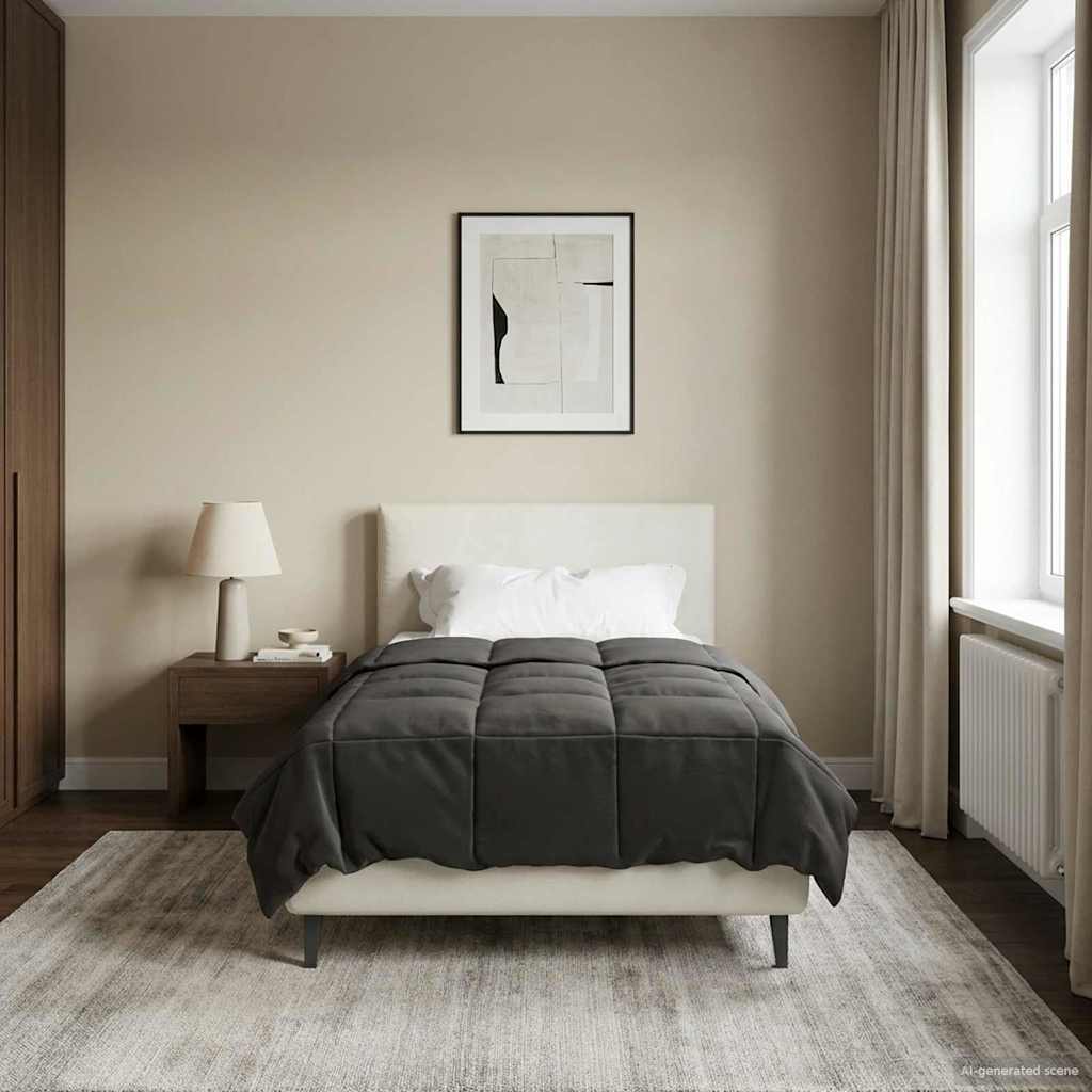 vidaXL Vol jaar dekbed Gekwilt Antraciet 135 x 200 cm Microfiber