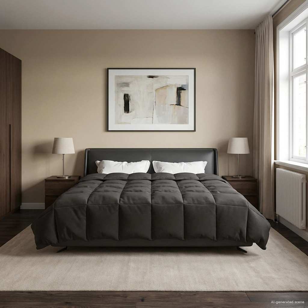 vidaXL Vol jaar dekbed Gekwilt Antraciet 135 x 200 cm Microfiber