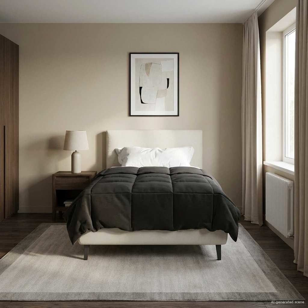 vidaXL Vol jaar dekbed Gekwilt Antraciet 135 x 200 cm Microfiber