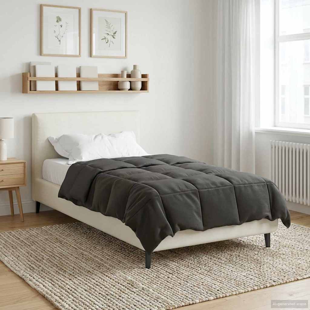 vidaXL Vol jaar dekbed Gekwilt Antraciet 135 x 200 cm Microfiber