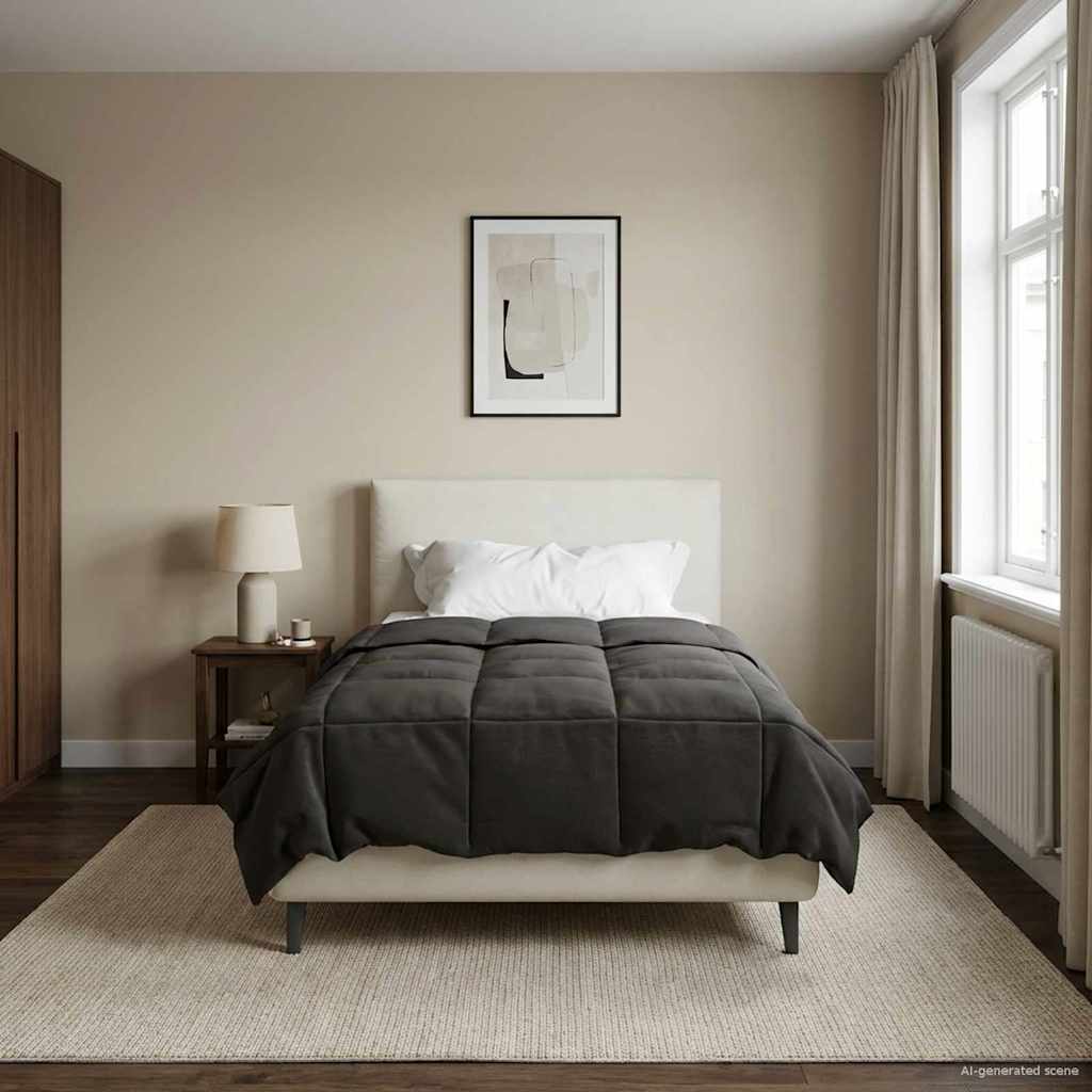 vidaXL Vol jaar dekbed Gekwilt Antraciet 135 x 200 cm Microfiber