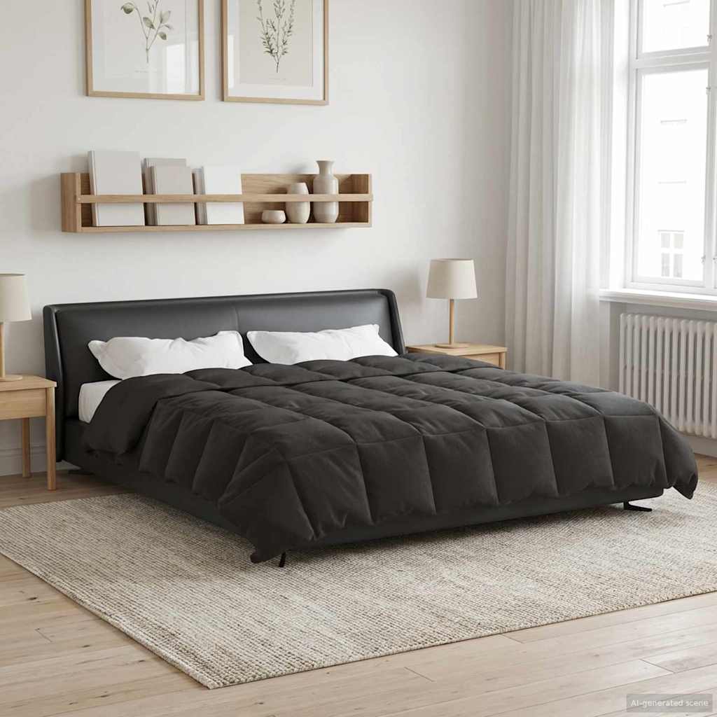 vidaXL Vol jaar dekbed Gekwilt Antraciet 135 x 200 cm Microfiber