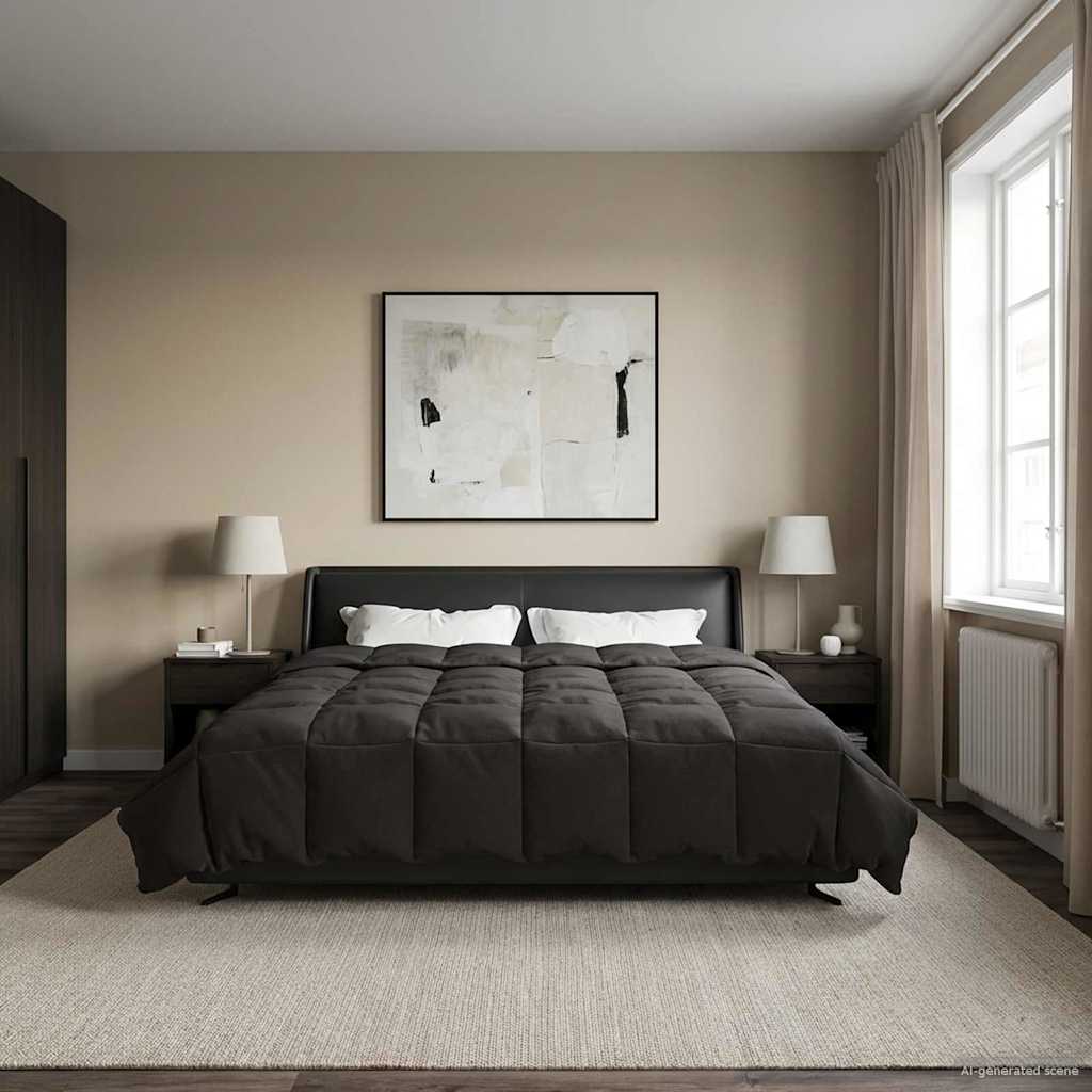 vidaXL Vol jaar dekbed Gekwilt Antraciet 135 x 200 cm Microfiber