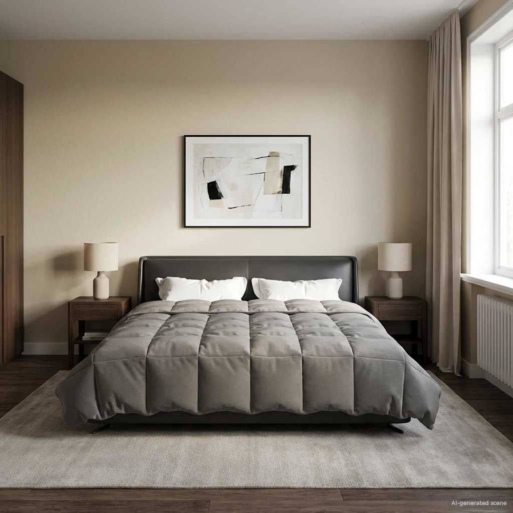 vidaXL Vol jaar dekbed Gekwilt Antraciet 135 x 200 cm Microfiber