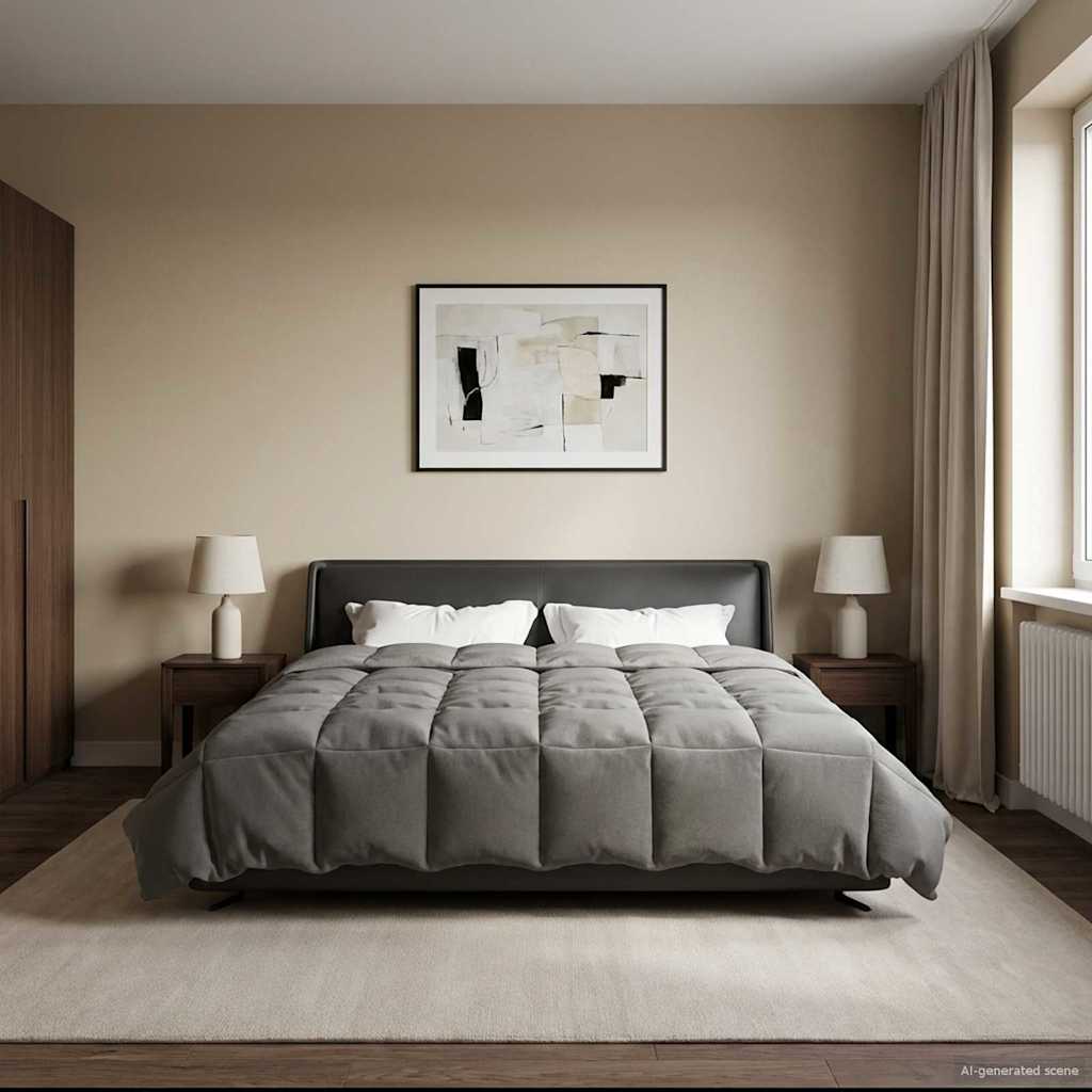 vidaXL Vol jaar dekbed Gekwilt Antraciet 135 x 200 cm Microfiber
