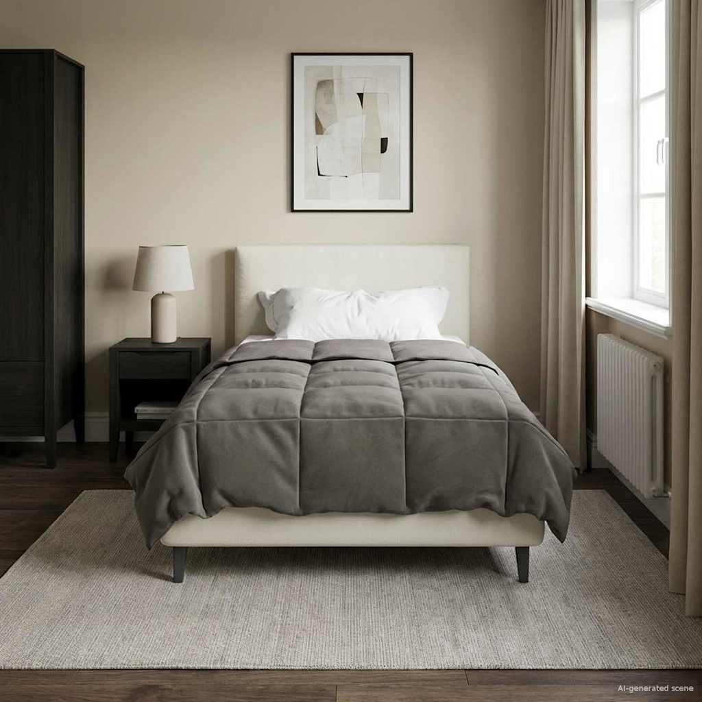 vidaXL Vol jaar dekbed Gekwilt Antraciet 135 x 200 cm Microfiber