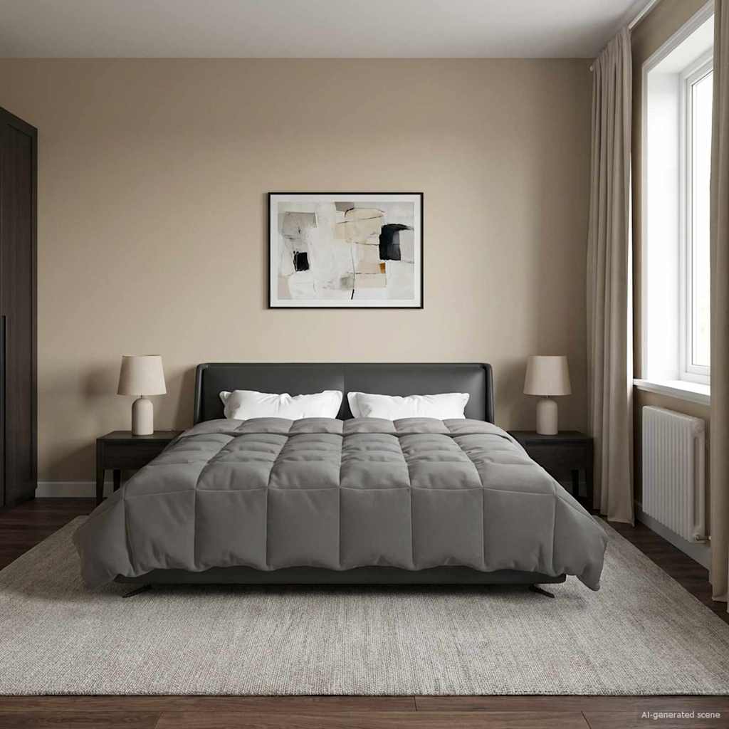 vidaXL Vol jaar dekbed Gekwilt Antraciet 135 x 200 cm Microfiber