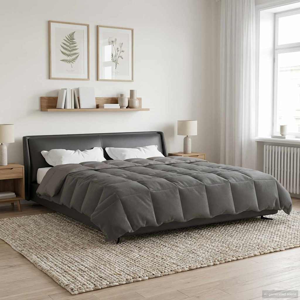 vidaXL Vol jaar dekbed Gekwilt Antraciet 135 x 200 cm Microfiber